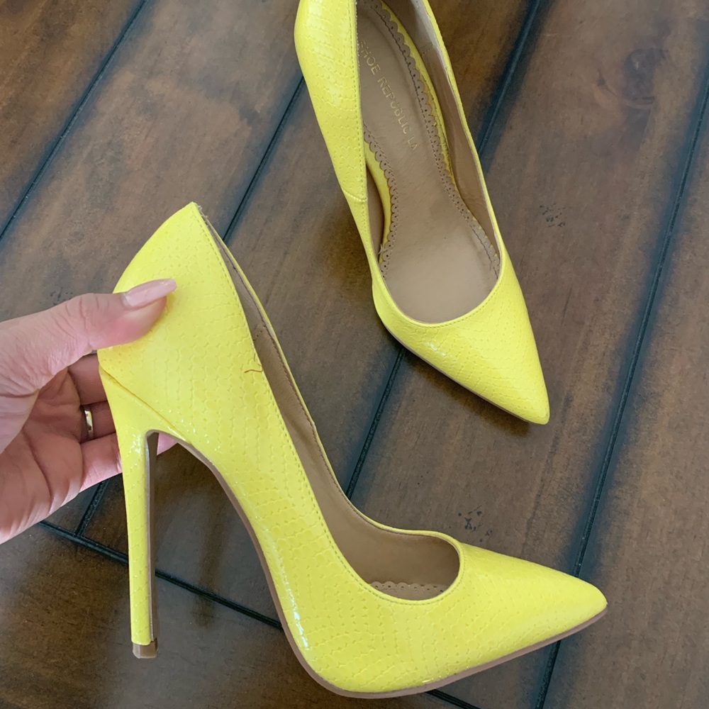 Yellow Close Toed Heels